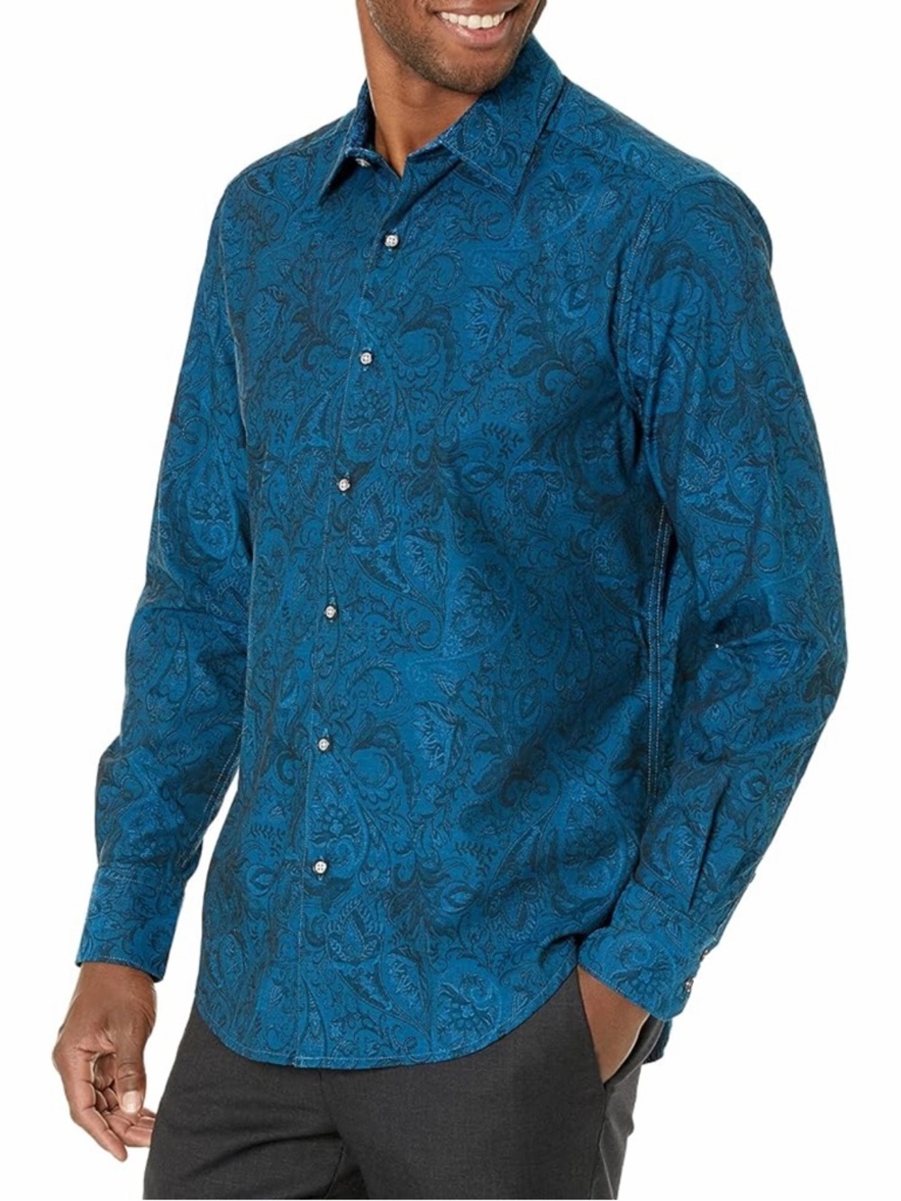 Robert Graham Men’s Andretti Blue‎ Teal Woven Button-up Shirt Size XL